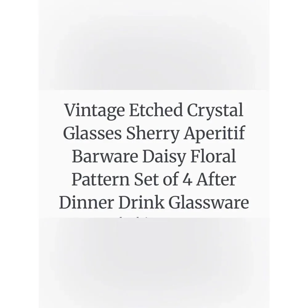 Glastonbury Lotus Toasting Drinking Bar4 Oz Set 4 Floral Etching Glass 5 1/2 In